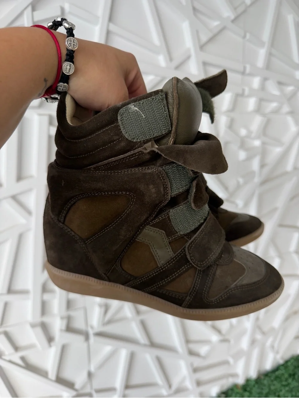 Isabel Marant Brown Suede Wedge Sneakers